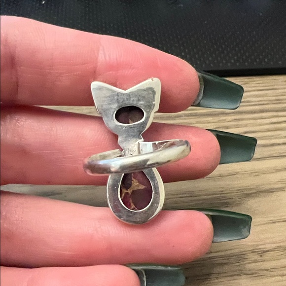 Red Dahlia Cat Sterling Adjustable Ring - Picture 2 of 4